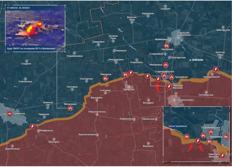 26.03.2024 Ситуация в зоне специальной военной операции на Украине. Карта боевых действий на Авдеевском, Бахмутском, Запорожском направлении. (15 видео)
